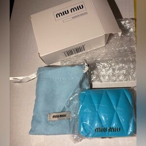 Miu Miu Turquoise Quilted Compact